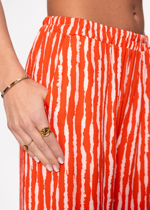 Gestreifte Satinhose - orange