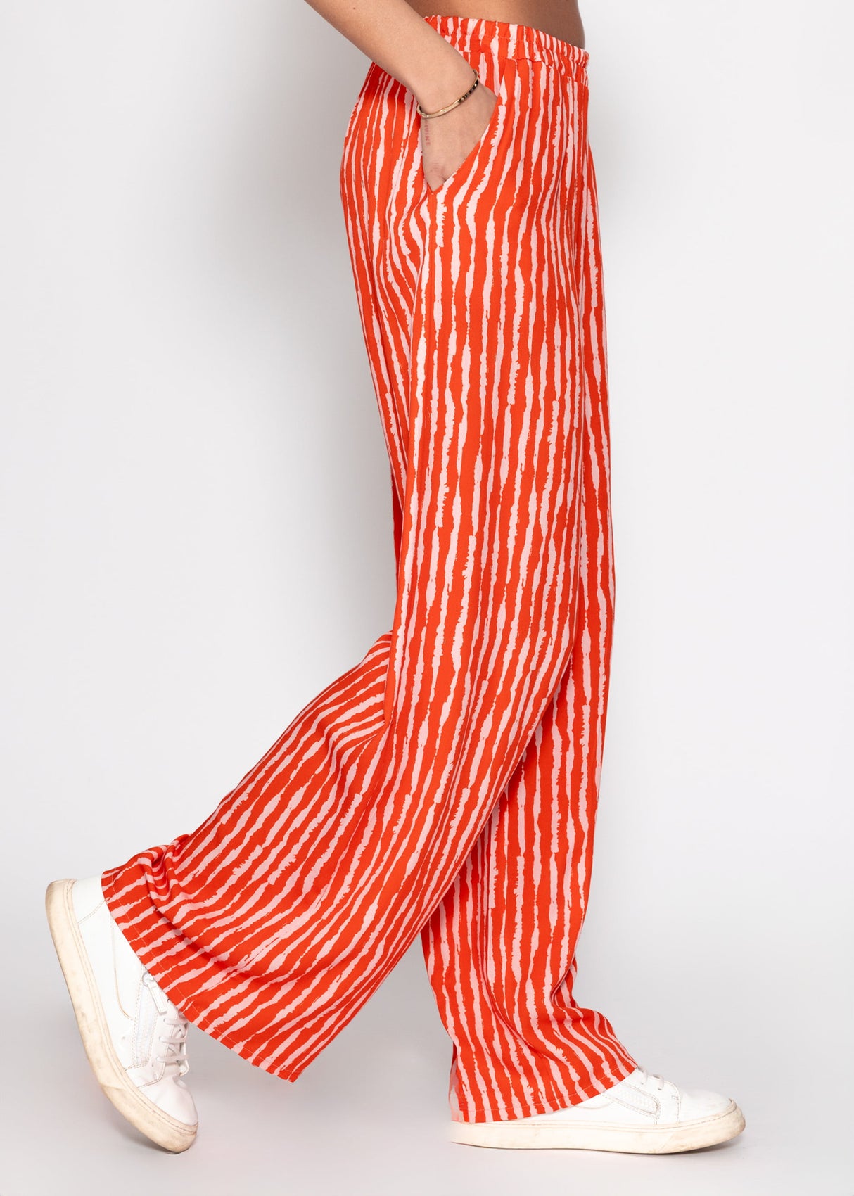 Gestreifte Satinhose - orange