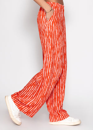Gestreifte Satinhose - orange
