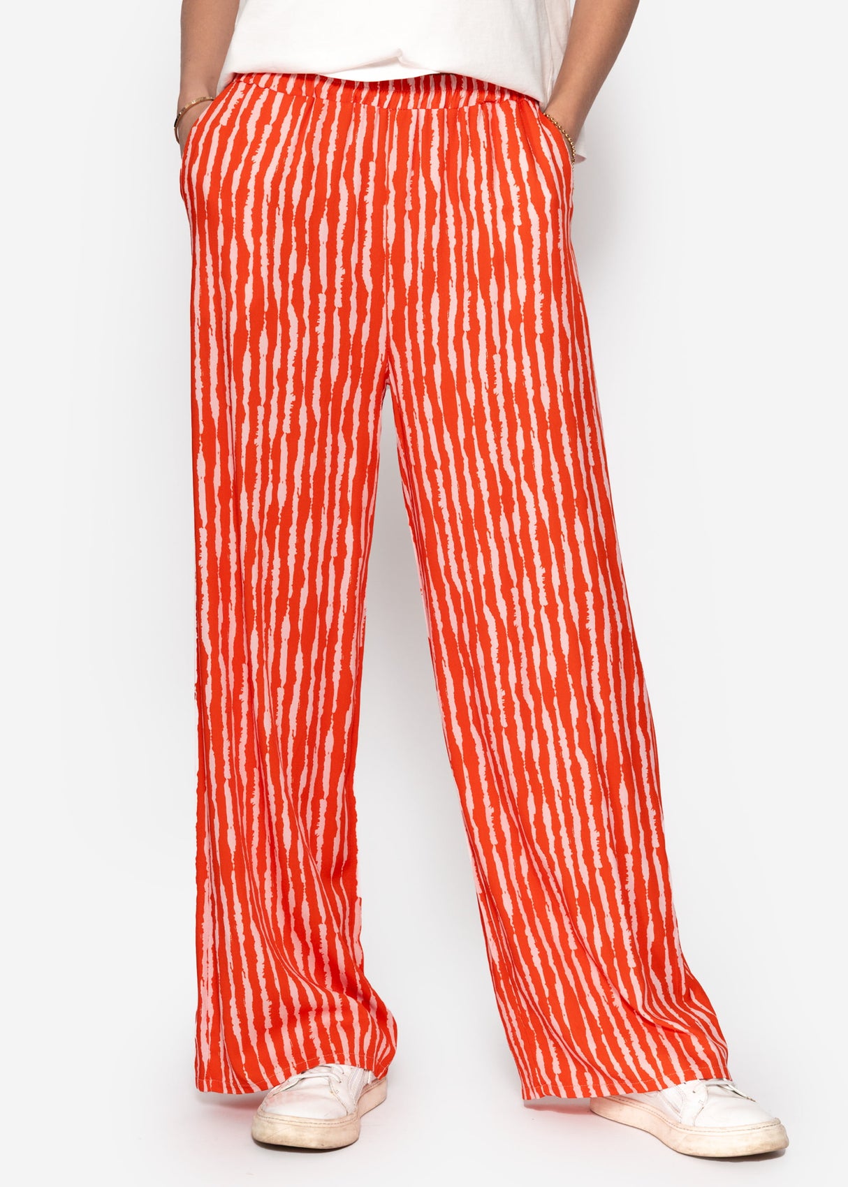 Gestreifte Satinhose - orange