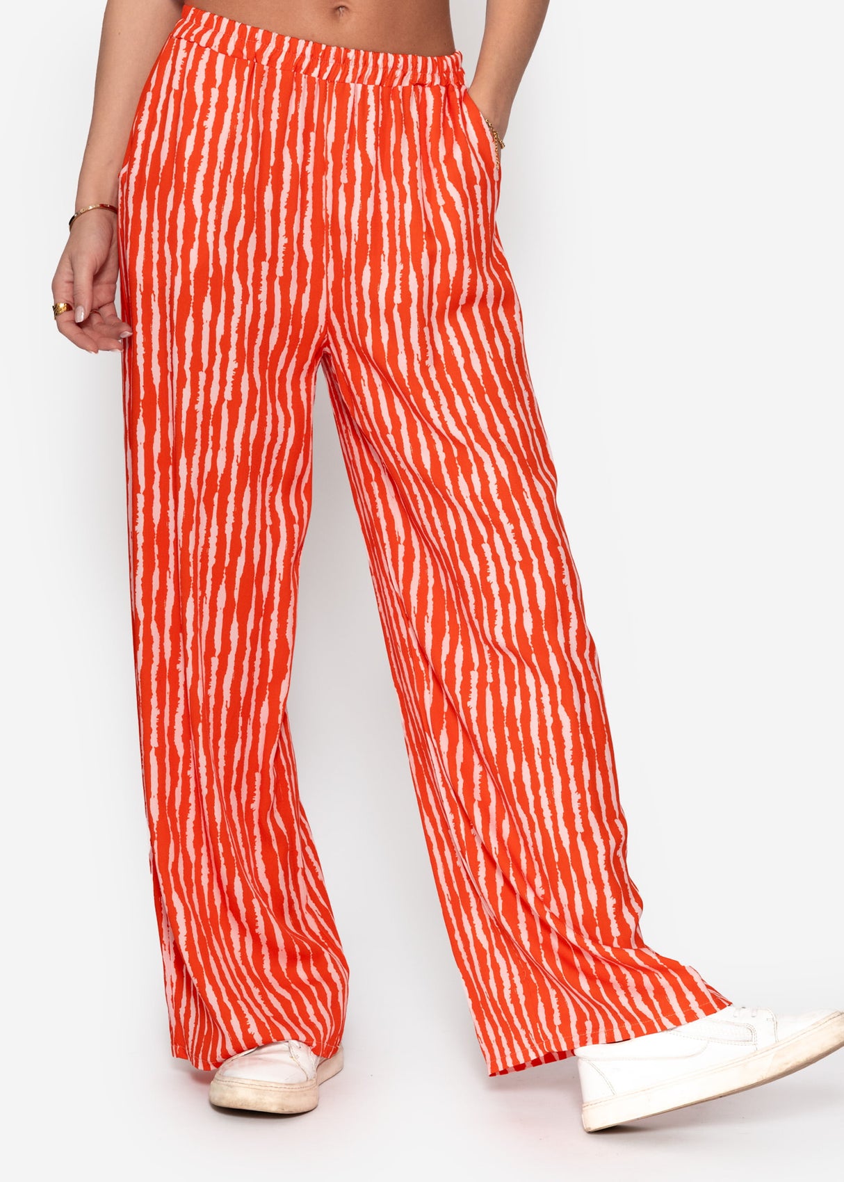 Gestreifte Satinhose - orange