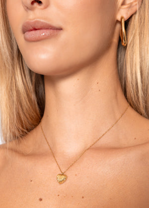 Necklace with hammered heart - gold