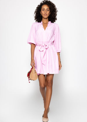 Hemdblusenkleid mit Gürtel - rosa
