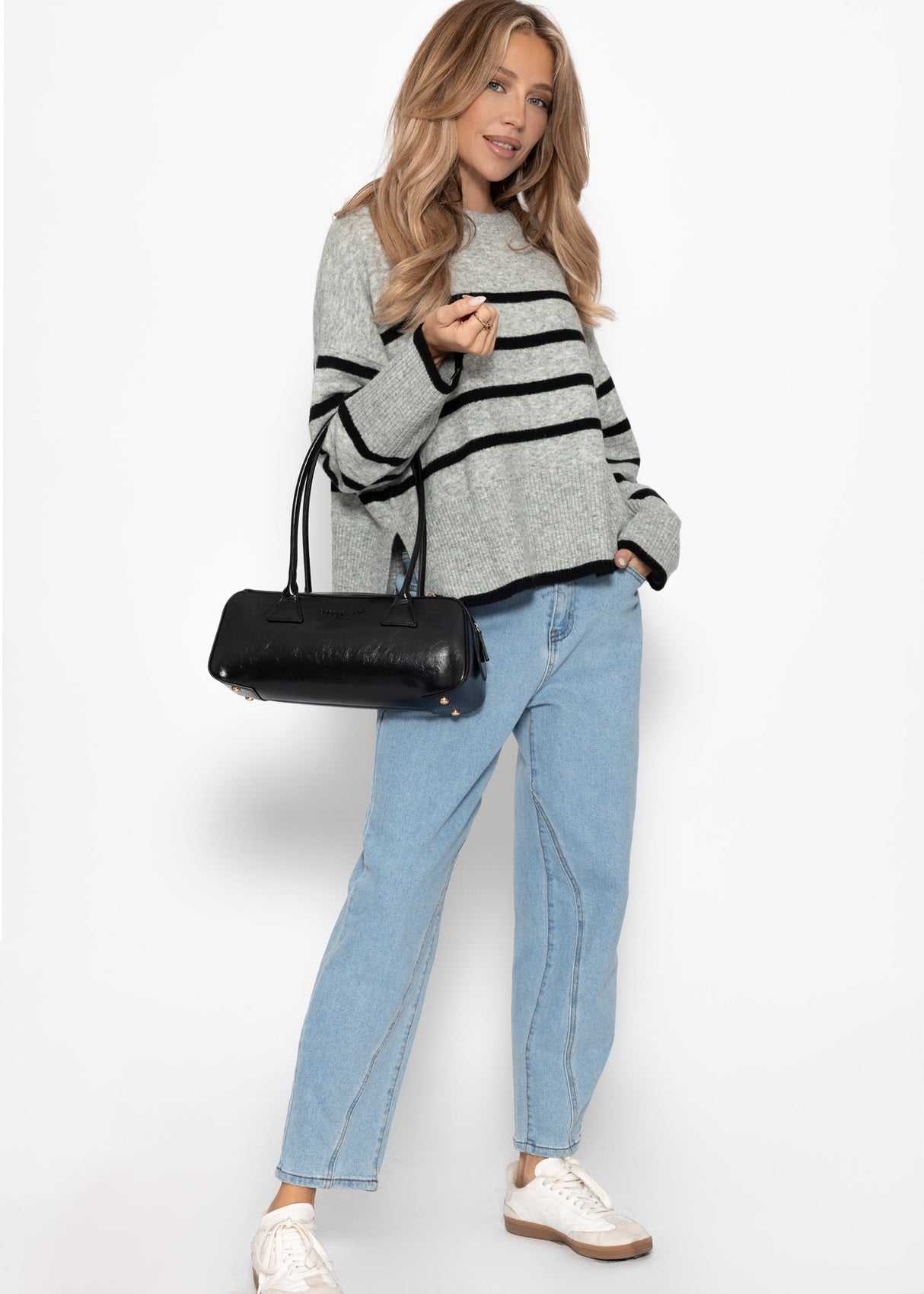 Highwaist jeans with decorative seam - light blue