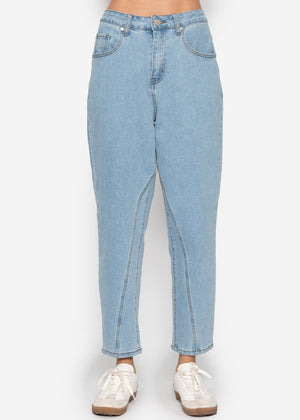 Highwaist jeans with decorative seam - light blue