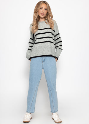Highwaist jeans with decorative seam - light blue