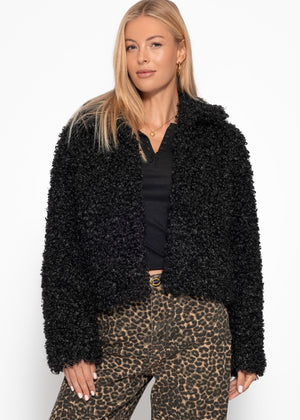 Jacke aus Teddyfell - schwarz