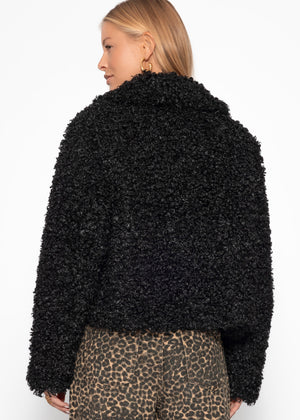 Jacke aus Teddyfell - schwarz