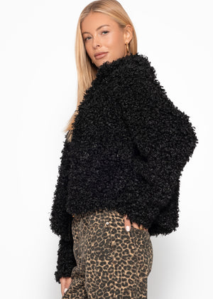 Jacke aus Teddyfell - schwarz