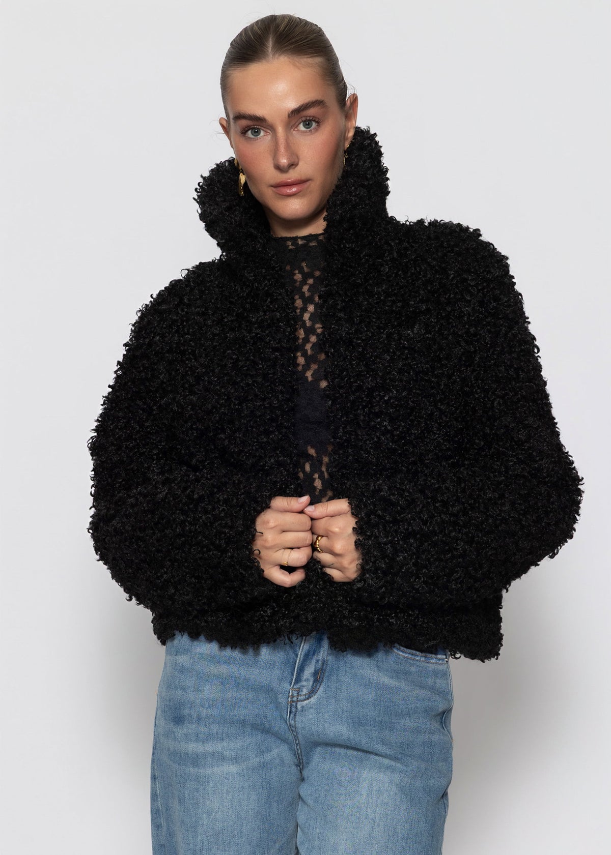 Teddy fleece jacket - black