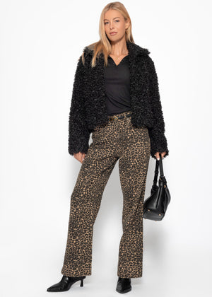 Jacke aus Teddyfell - schwarz
