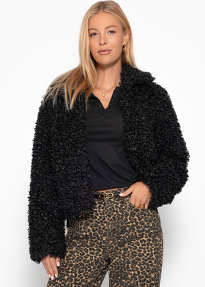 Jacke aus Teddyfell - schwarz