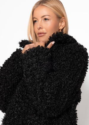Jacke aus Teddyfell - schwarz
