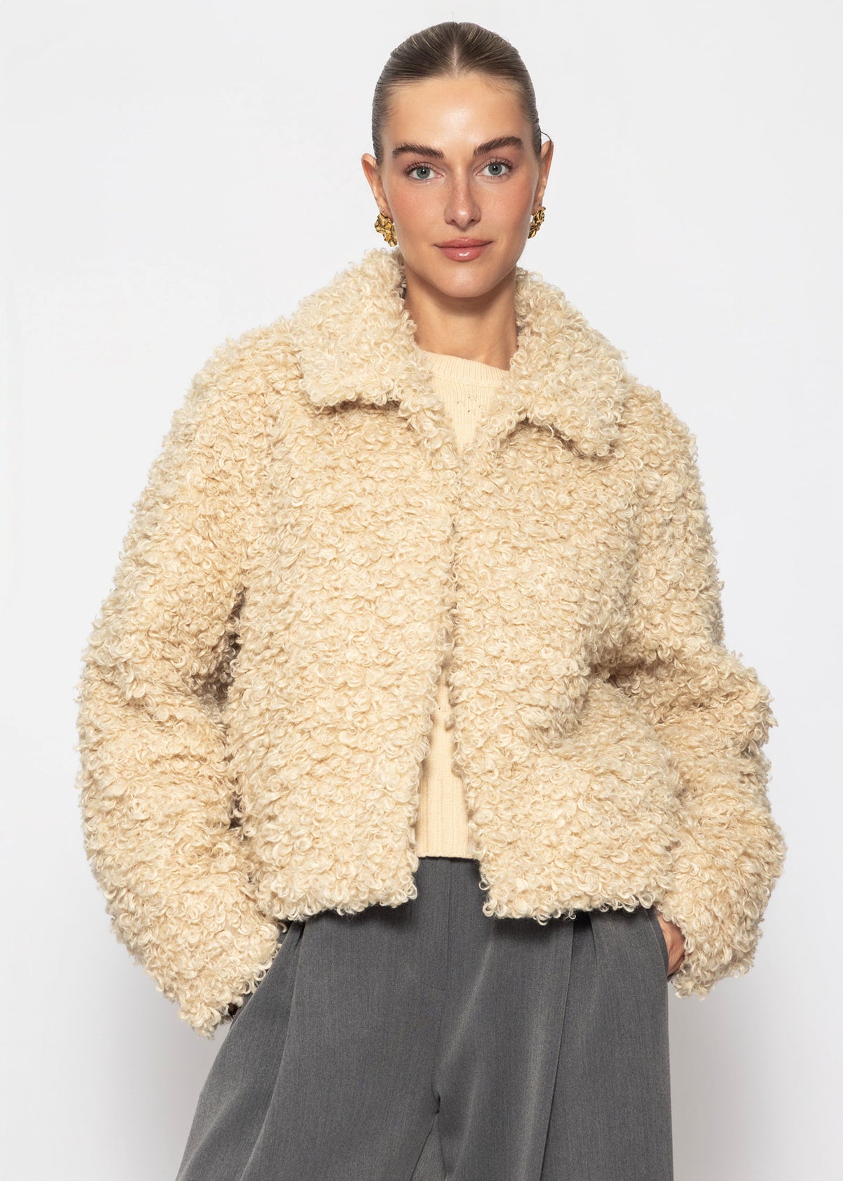 Teddy fur jacket - Off-white