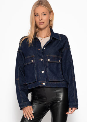 Jeans Jacke mit aufgesetzten Taschen - dunkelblau