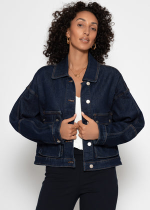 Jeans Jacke mit aufgesetzten Taschen - dunkelblau
