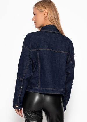 Jeans Jacke mit aufgesetzten Taschen - dunkelblau