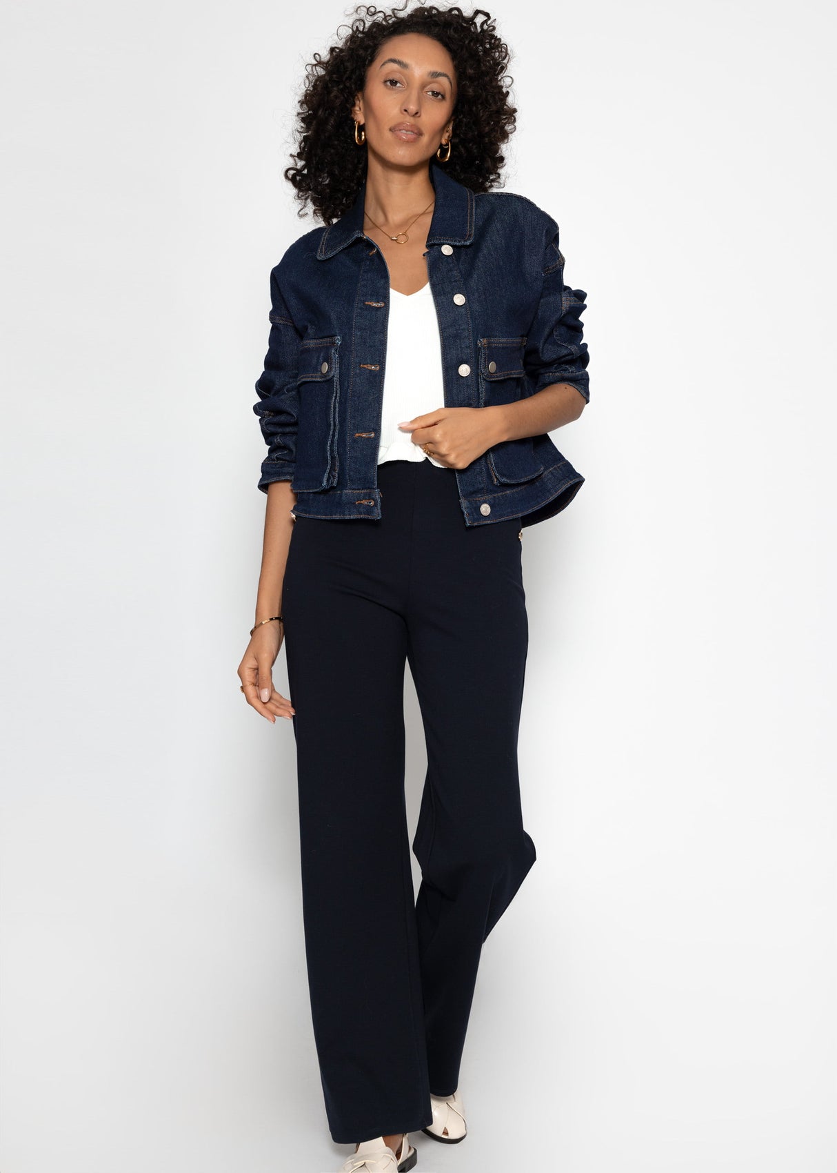 Jeans Jacke mit aufgesetzten Taschen - dunkelblau