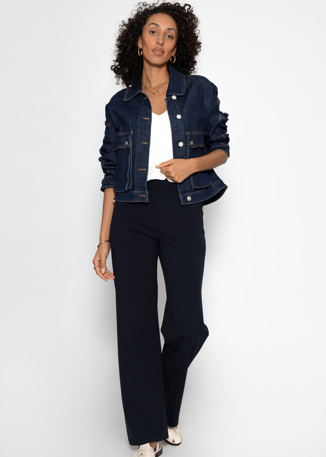 Denim jacket with patch pockets - dark blue