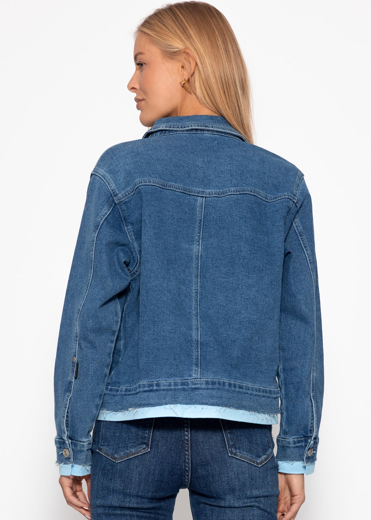Jeans Jacke mit Kontrastsaum - blau