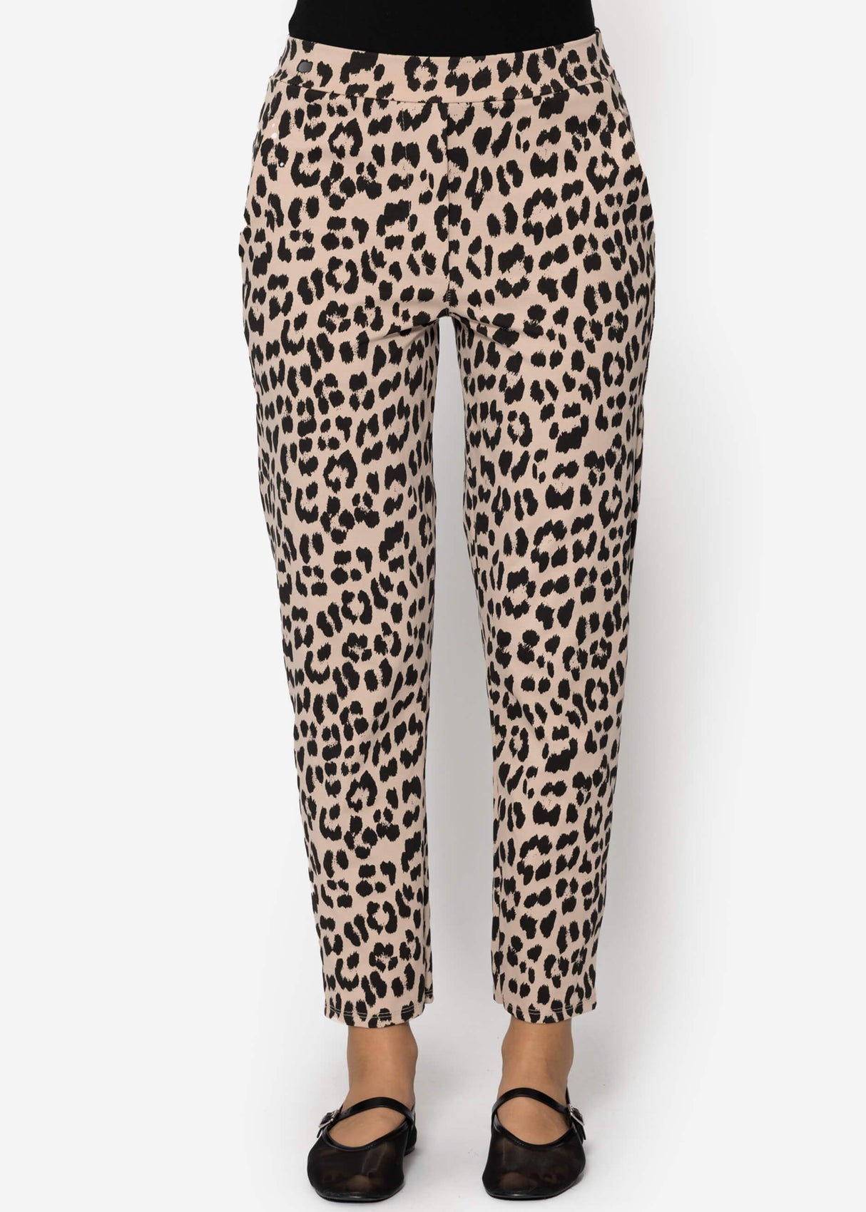 Jersey chinos in leo print - beige
