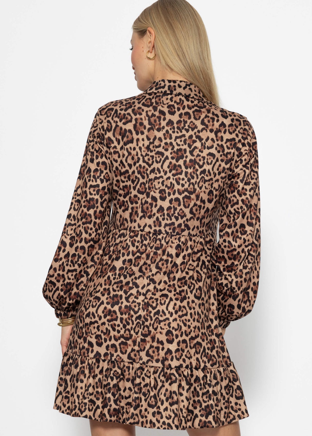 Jerseykleid mit Leo-Print - braun