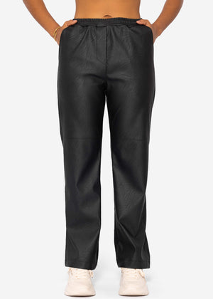 Faux leather pants - black