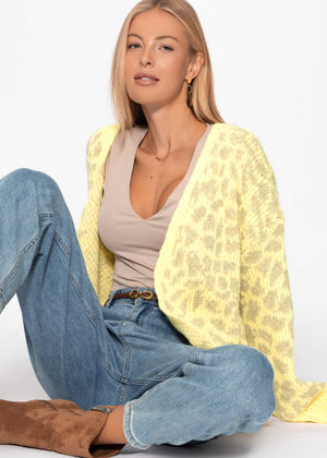 Short cardigan with leo print - yellow-beige