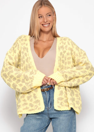 Short cardigan with leo print - yellow-beige