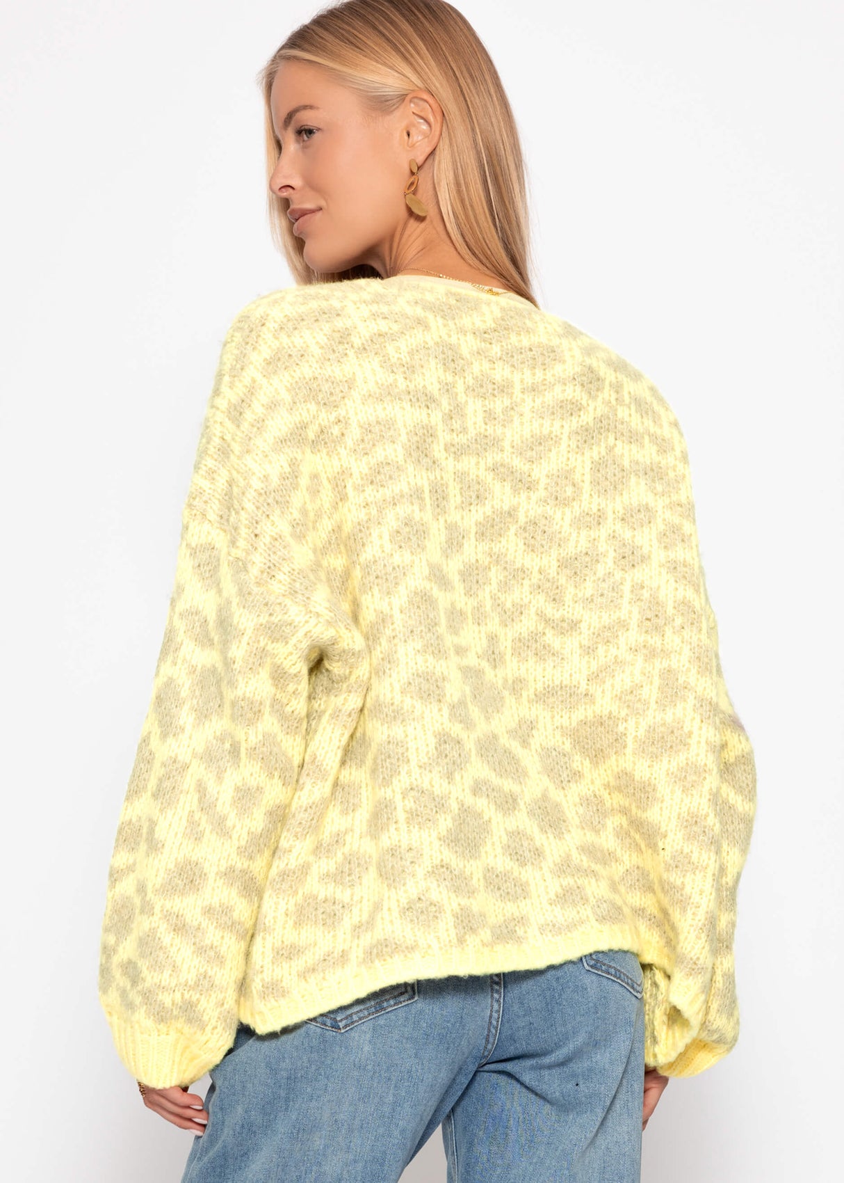 Short cardigan with leo print - yellow-beige