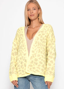 Short cardigan with leo print - yellow-beige