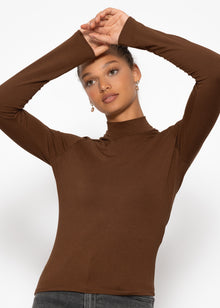 Long-sleeved turtleneck shirt - brown