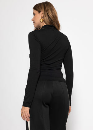 Long-sleeved turtleneck shirt - black