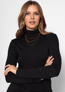 Long-sleeved turtleneck shirt - black