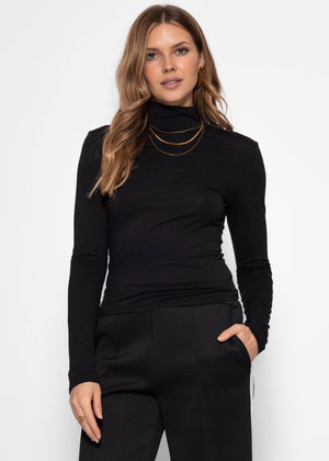 Long-sleeved turtleneck shirt - black