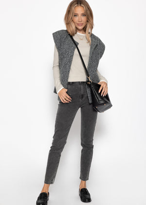 Long -sleeved shirt with contrast inserts - taupe