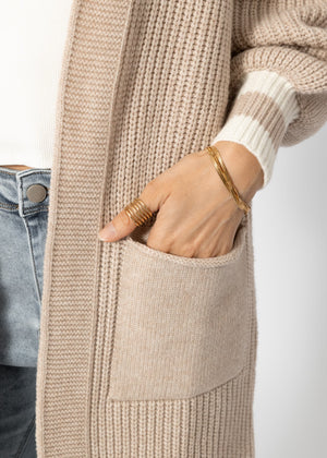 Long cardigan with pockets - beige-off-white