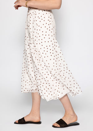 Long chiffon skirt with dot pattern - offwhite