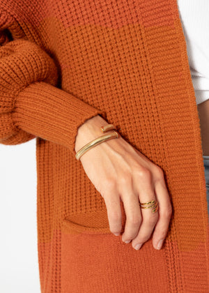 Langer super soft Cardigan mit Taschen - rostrot