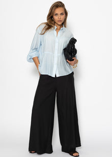 Casual trousers in crincle look - black