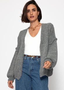 Lässiger Cardigan mit Außennähten - dunkelgrau