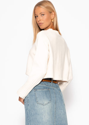 Casual crop sweater - off-white