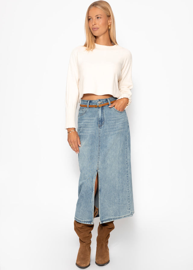 Relaxed crop jumper - off-white