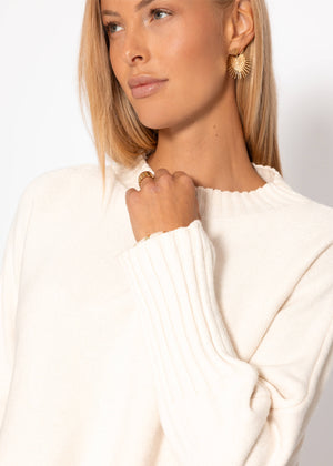 Casual crop sweater - off-white