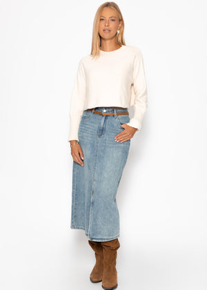 Casual crop sweater - off-white