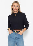 Lässiger Crop Pullover - schwarz
