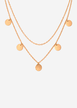 Layering necklace with tile - gold