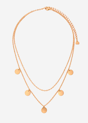 Layering necklace with tile - gold