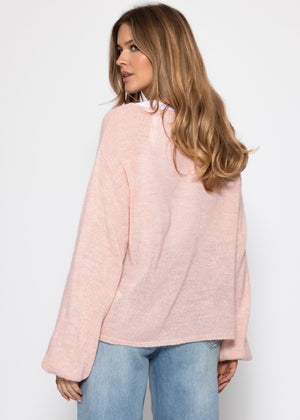 Leicht transparenter Feinstrickpullover - rosa
