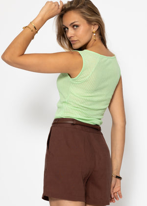Slightly transparent top with ribbed texture - pistachio green